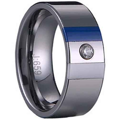 Tungsten Carbide Ring With Ceramic and Cubic Zriconia