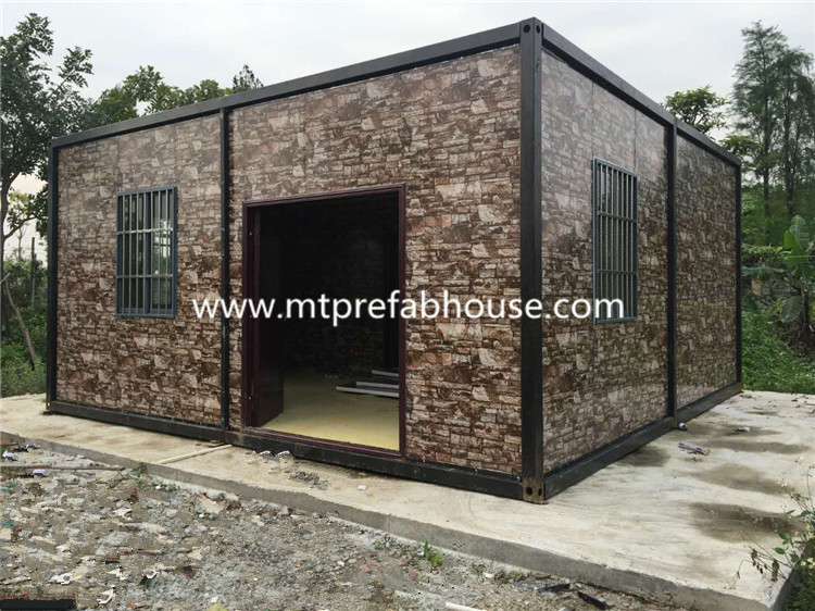Steel structure Insulated Expandable Container House with Cultural Stone Sandwich Panel