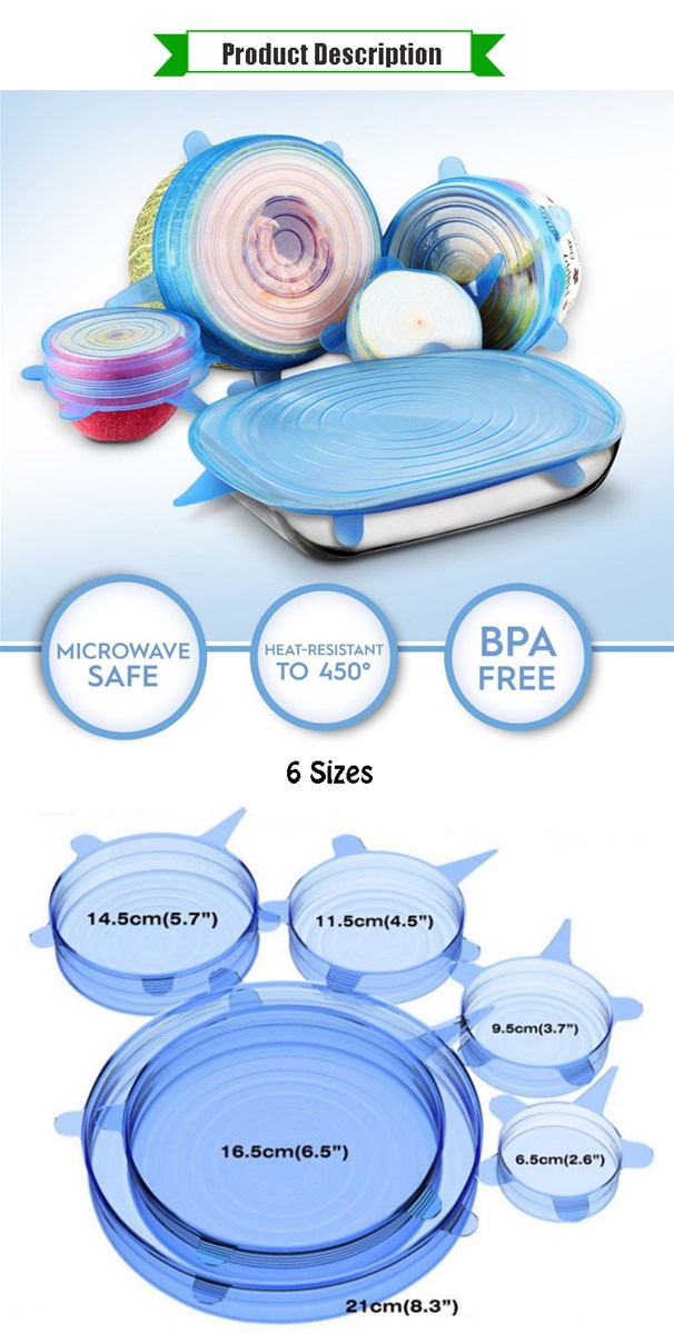Reusable 6 Pack Silicone Stretch Lids
