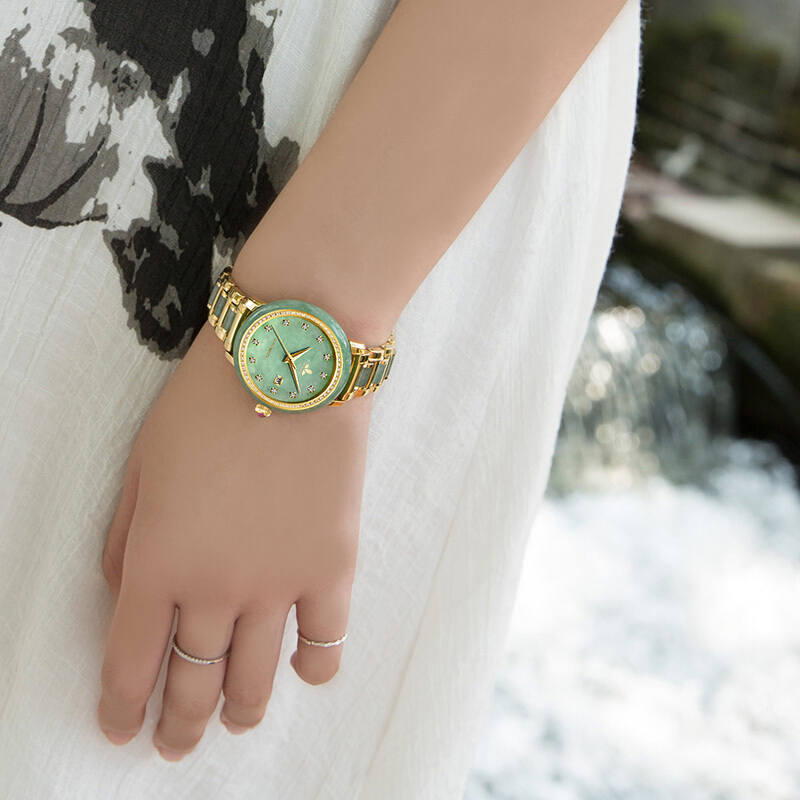 CHIYODA Womens Automatic Mechanical Watch Jade Watch Luxury Sapphire Mirror