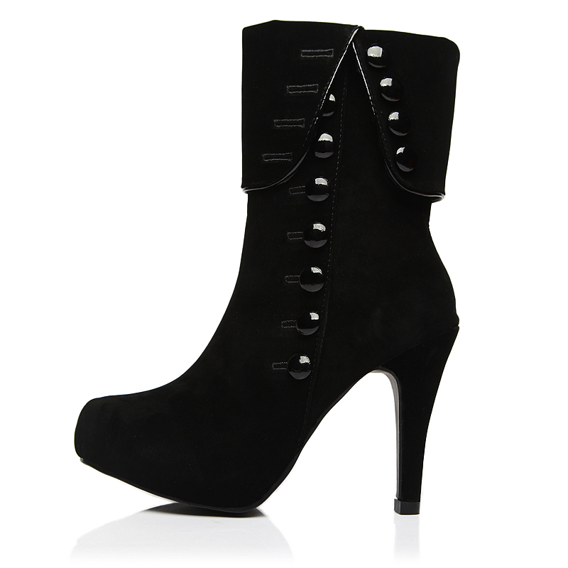 High heel medium short ladies suede boots fashion womens shoes