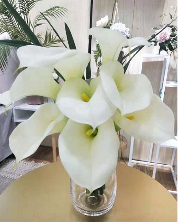 wholesale home decor white Artificial flower real touch PU Calla Lily arrangement