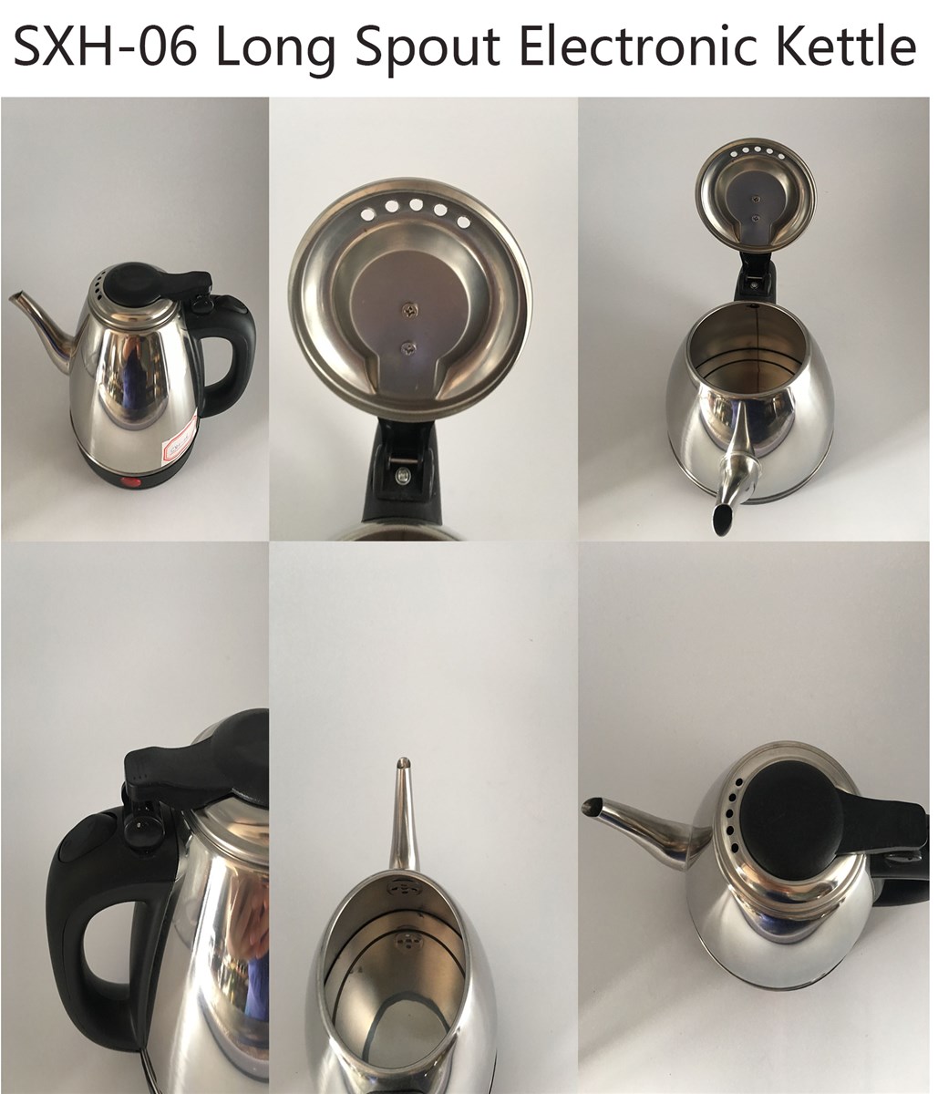 SXH06 Long Spout Stainless Steel Electronic Kettle with Concealed Heating Element 10L