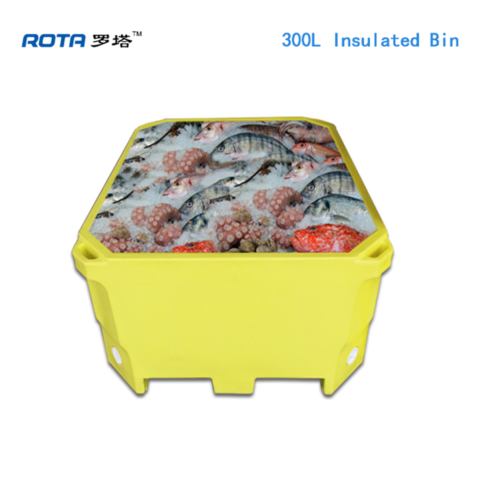 ROTA 300L big insulated food box rotomold plastic container with high inuslation performance for fish and food