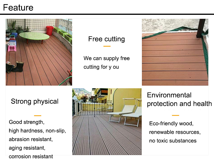 Antislip anticrack water resistant outdoor WPC veranda decking floor