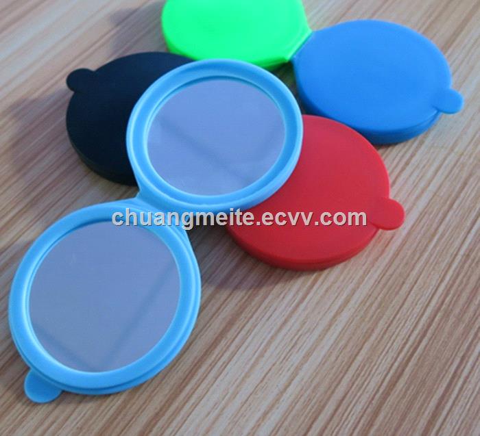New style round shaped Ecofriendly beauty makeup silicone pocket mirror