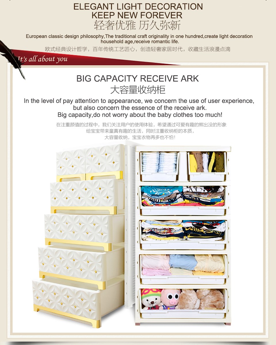 Drawer organizer box high capacity storage organizador with 5 drawers boite rangement for clothes toys closet