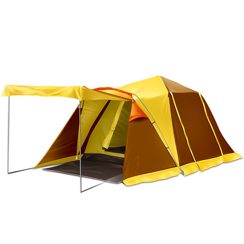 Double Layers Two Rooms One Hall Family Tent Made of 210D Coated Oxford and Steel and Glass Fiber