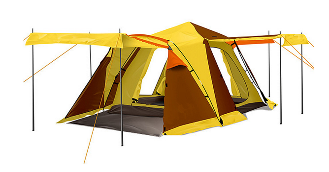 Double Layers Two Rooms One Hall Family Tent Made of 210D Coated Oxford and Steel and Glass Fiber