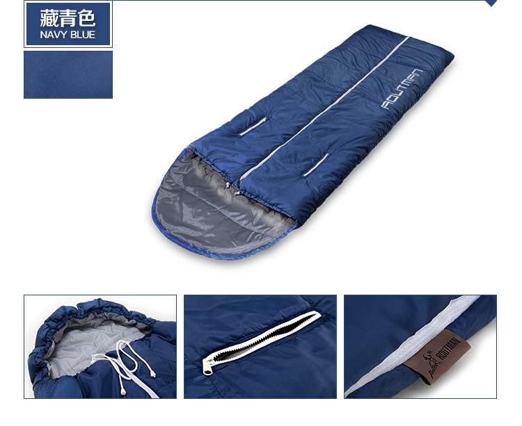 Winter Outdoor Portable Lightweight Waterproof Polyester Fabric Adult Envelope Hollow Cotton Sleeping Bag