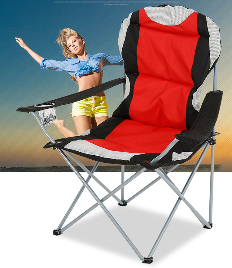 Large Size Outdoor Folding Beach Chair with Cotton Filling for Fishing Camping Picnic or Garden Use