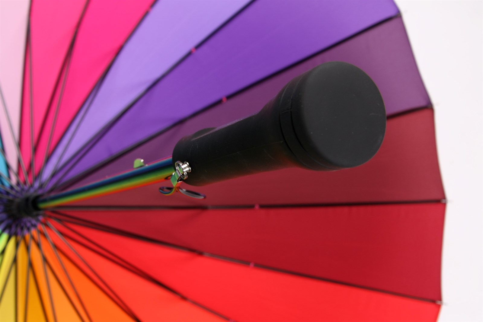 24 Ribs 190T Pongee Straight Stick Long Handle Rainbow Umbrella for 2 or 3 People with 120CM Diameter
