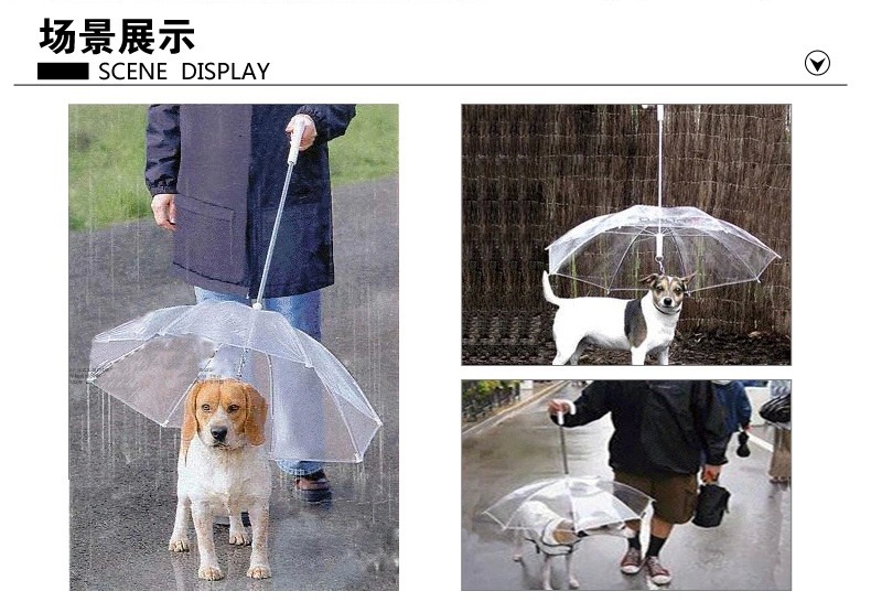 New Design Customized Size Transparent PVC Pet Dog Umbrella with Link Chain