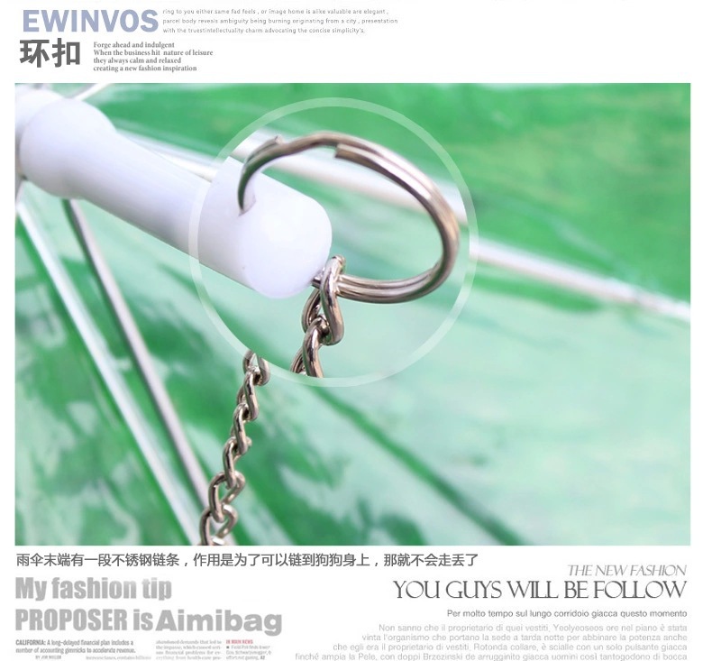 New Design Customized Size Transparent PVC Pet Dog Umbrella with Link Chain