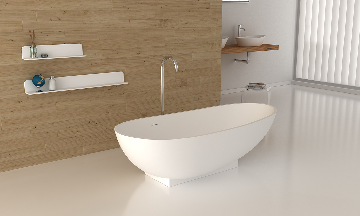 freestanding Solid surface artificial stone bathtub