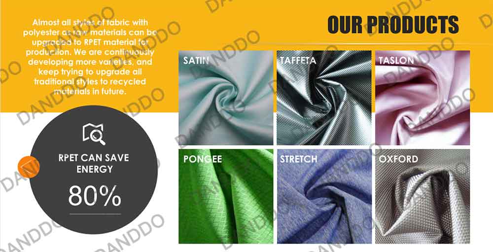 RPET Recycled yarn polyester double way stretch elastic Lycal 100D150D 145 to 160gsm small MOQ