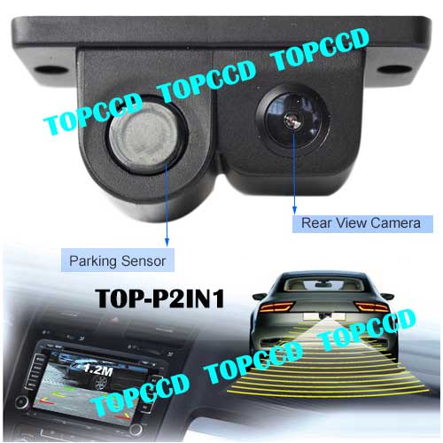 2 IN1 Car Rearview Backup Camera Parking Sensor kit from Topccd TOPP2IN1
