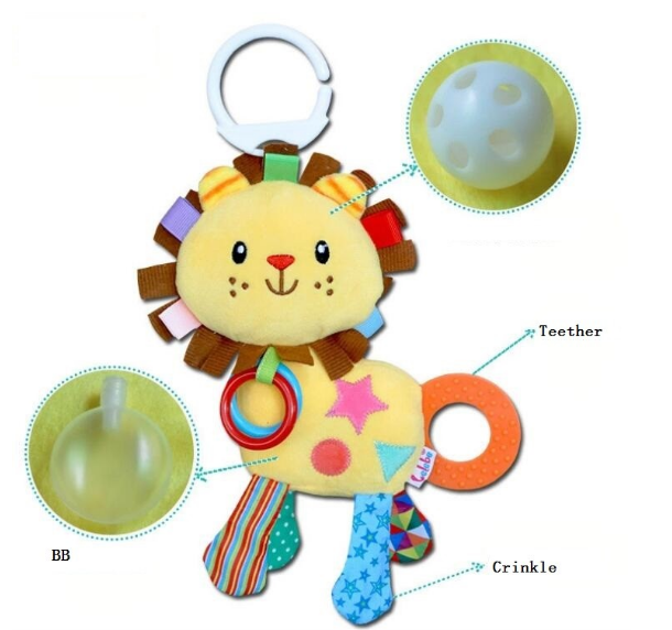 Soft Plush Animal Rattle Baby Crib Bed Hanging Bells Puzzle Toy