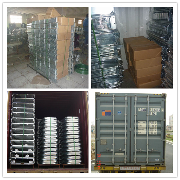 2 sided transport insulated demountable galvanized foldable mild steel wire mesh storage pallet roll container