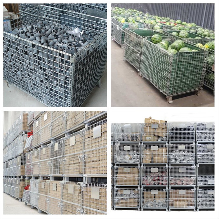 American Industrial material handling stackable welded steel transport metal wire mesh pallet cage with forklift