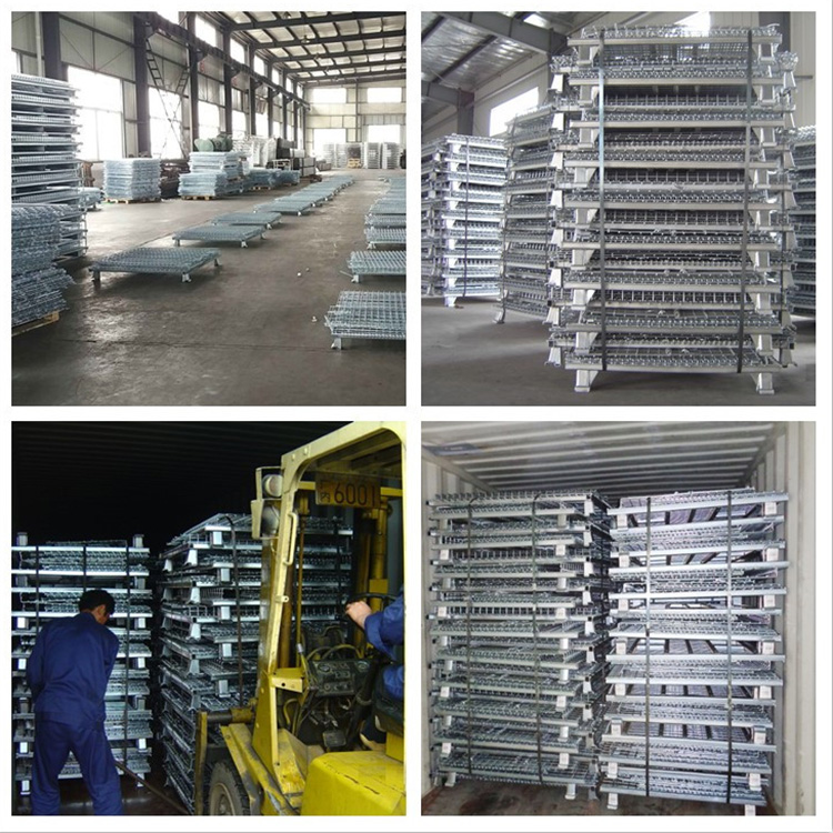 American Industrial material handling stackable welded steel transport metal wire mesh pallet cage with forklift