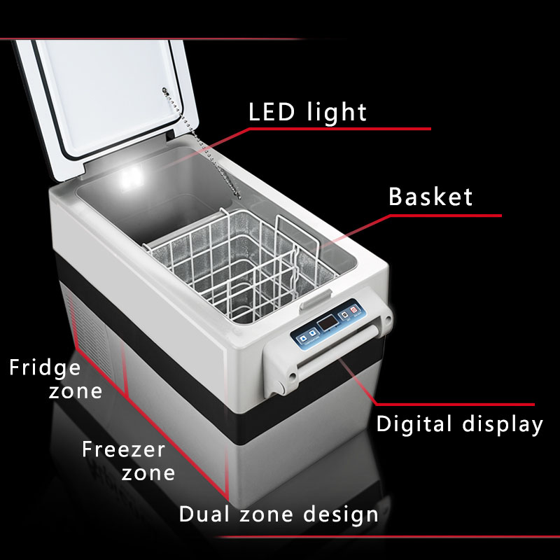 35L Popular Camping Fridge Portable Mini Car Freezer Compressor Refrigerator with LED Light 12V