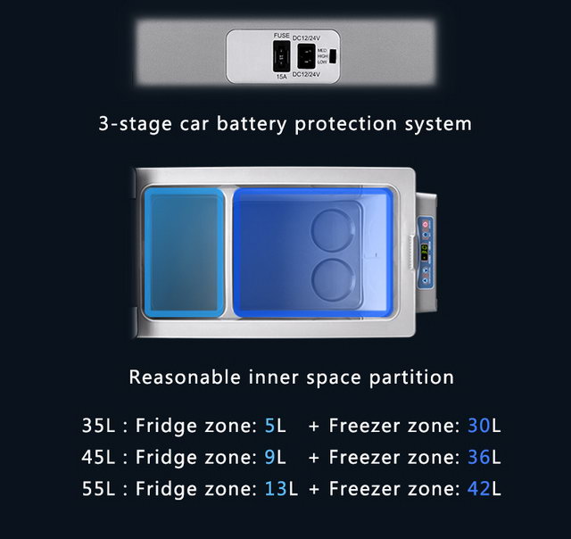 35L Popular Camping Fridge Portable Mini Car Freezer Compressor Refrigerator with LED Light 12V