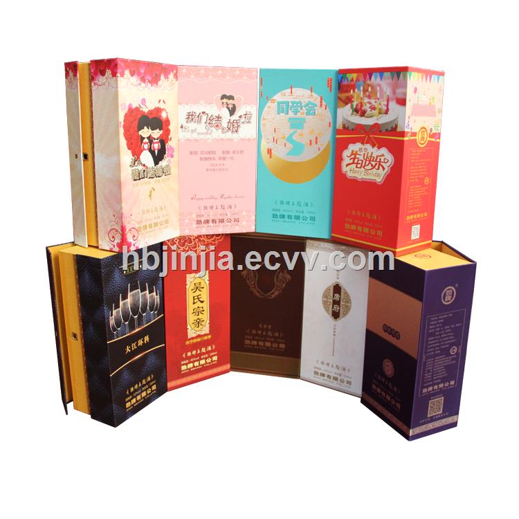 Customized printing birthday theme wine packaging handmade gift box