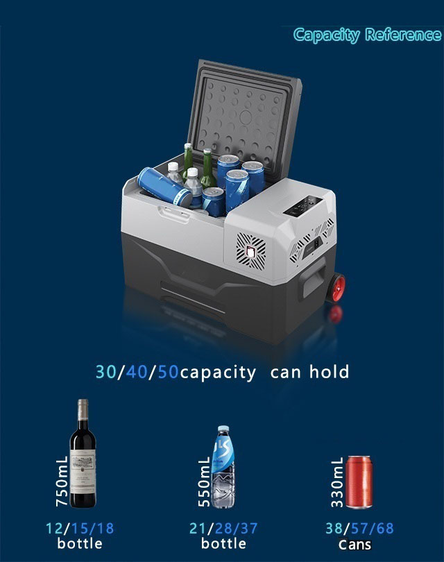 30L Portable Car Fridge Camping Refrigerator Compressor Freezer Cooler with Battery handle and wheels