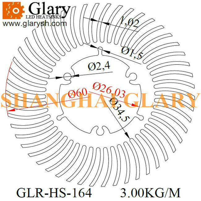 GLRHS164 60MM round aluminum led heatsink