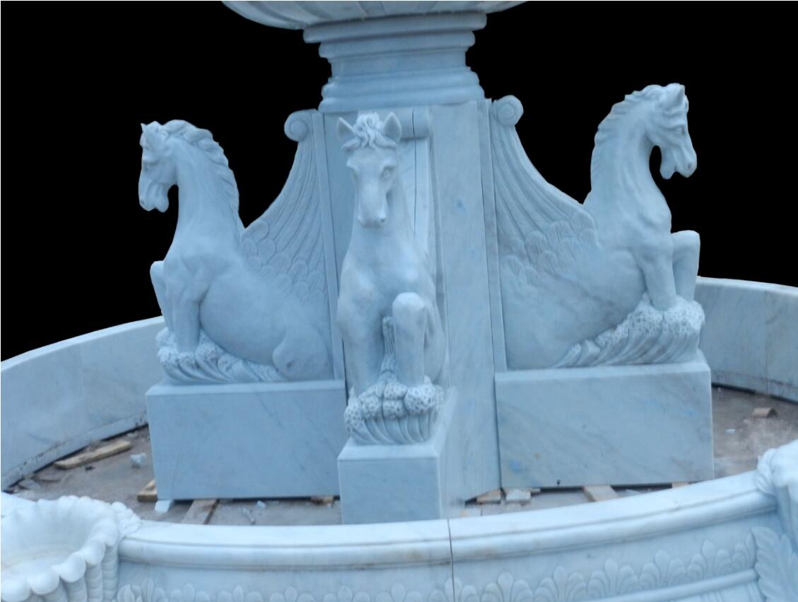 White marble horse sculpture garden fountain outdoor water feature decoration