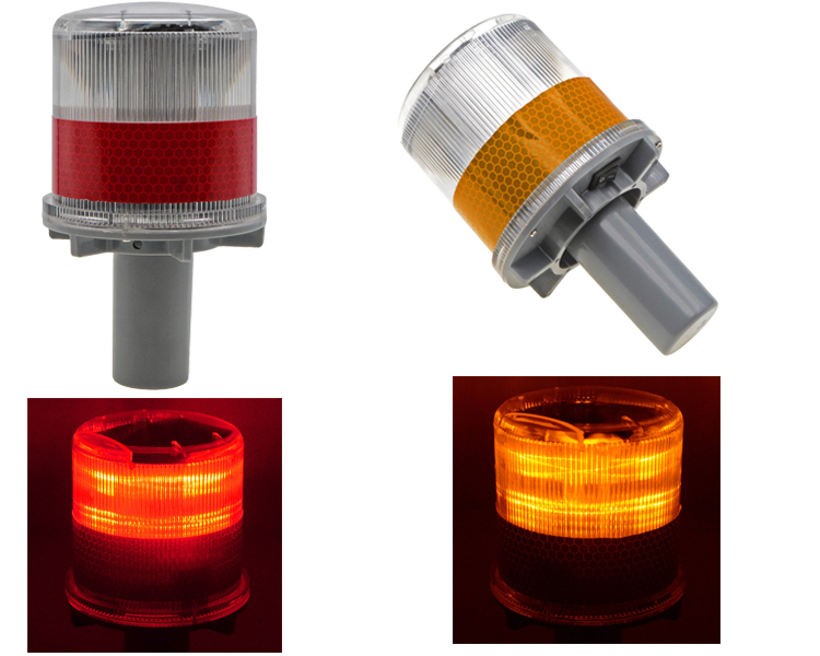 Solar Rechargeable Photo Sensitive Warning Light Beacon for Road Safety