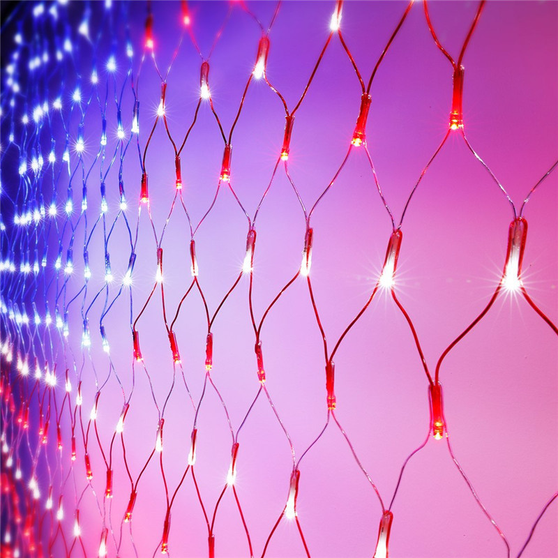 American Flag 390 LED String Lights Large USA Flag Outdoor Lights Waterproof Hanging Ornaments For Independence Day