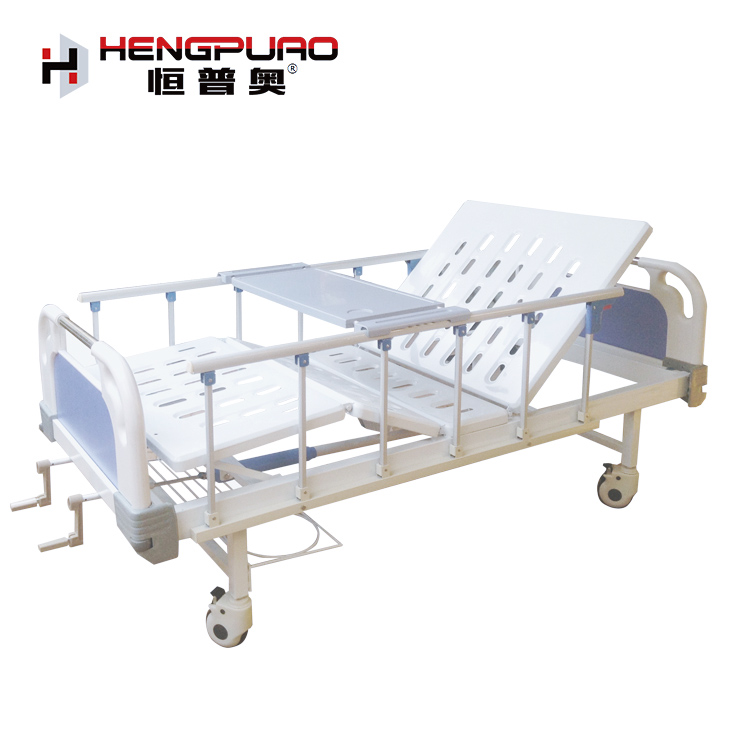 two cranks manual medical use full size adjustable hospital bed with mattress