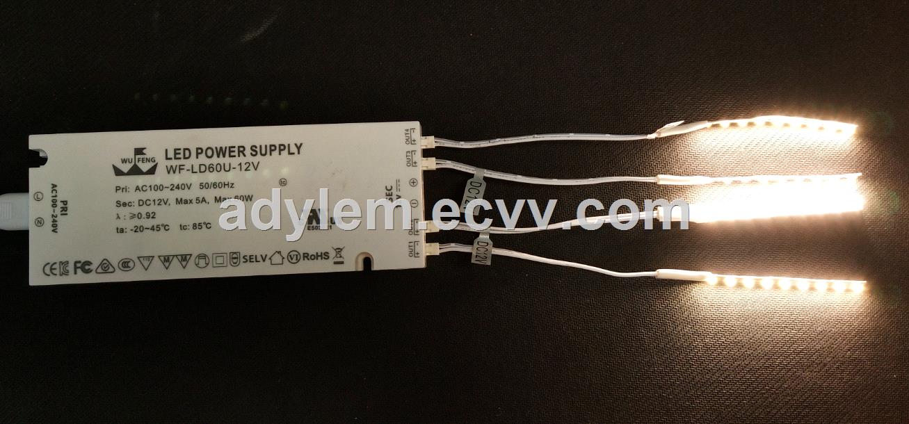 Ultrathin Plastic case constant voltage 12V 60w LED driver for cabinet
