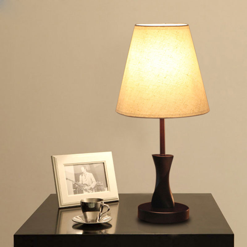 Simple modern wood cloth table lamp hotel home can be used remote control can also do decorations
