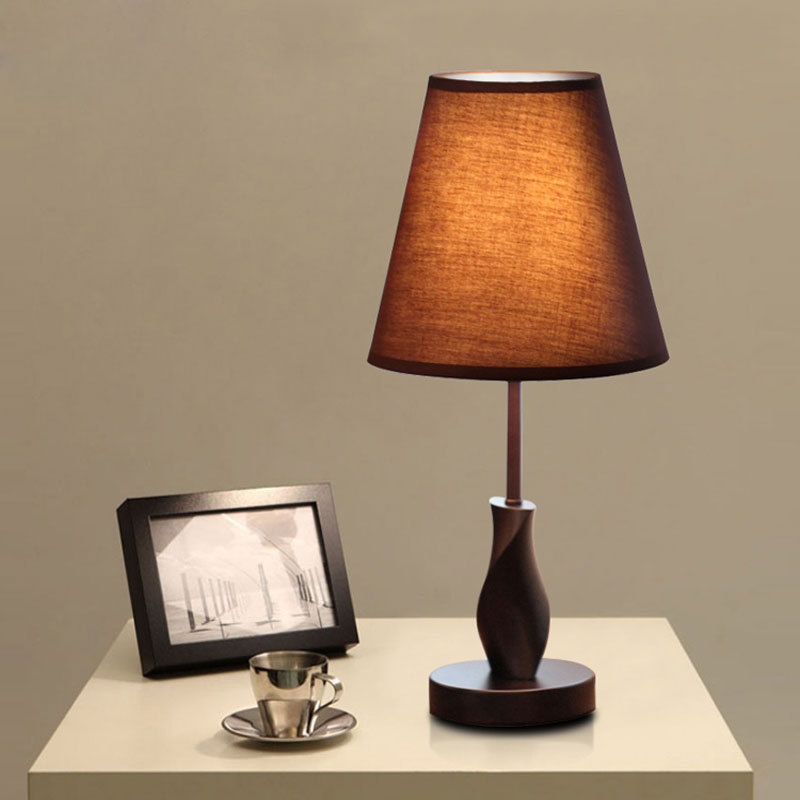 Simple modern wood cloth table lamp hotel home can be used remote control can also do decorations