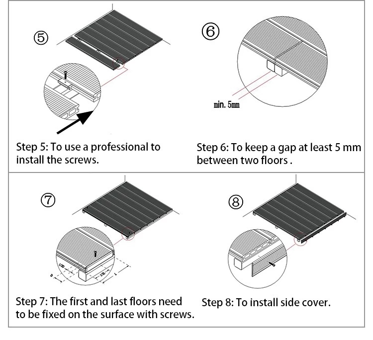 Dark Grey Waterproof Non Slip WPC Deck Flooring
