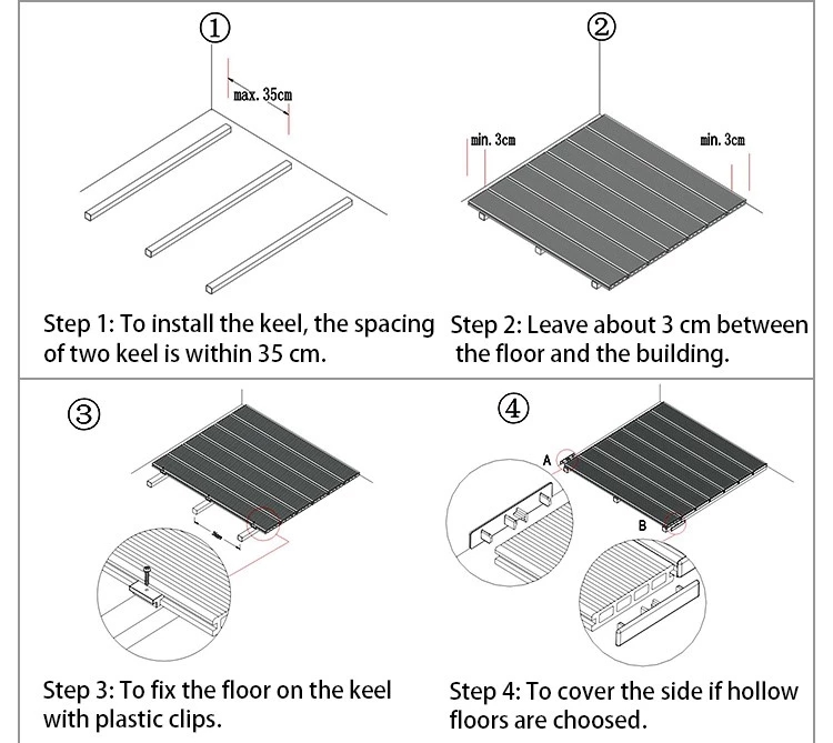 Dark Grey Waterproof Non Slip WPC Deck Flooring