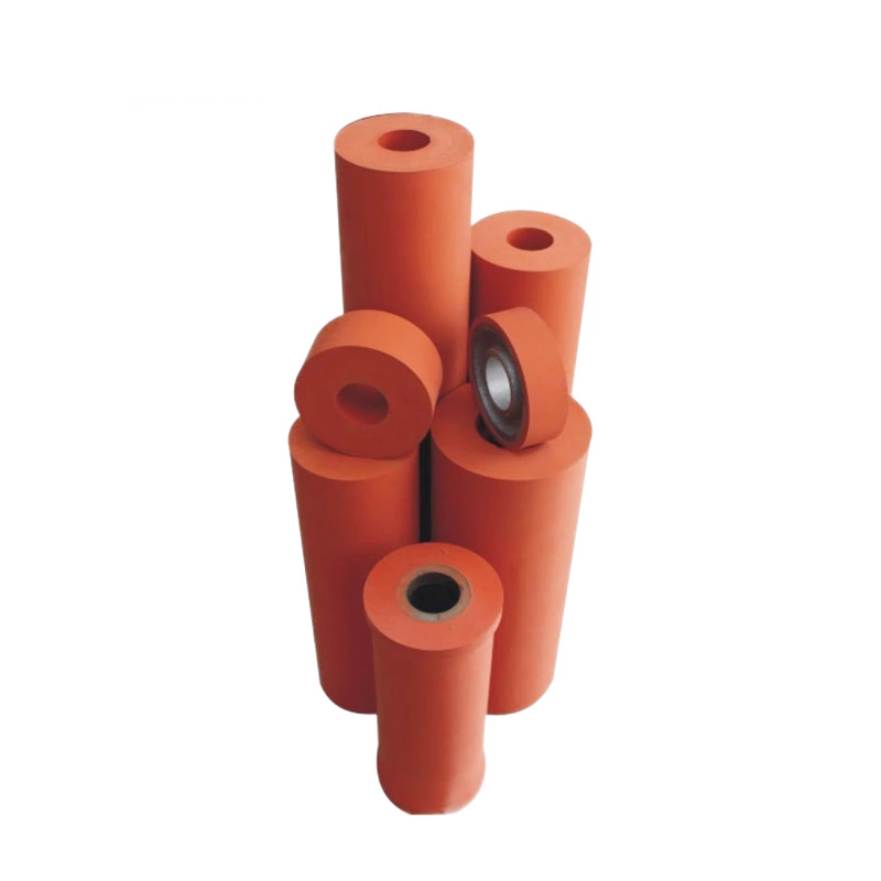 Manufacture of Red color High Temperature used heat transfer size customize Aluminum core Silicone Rubber Roller