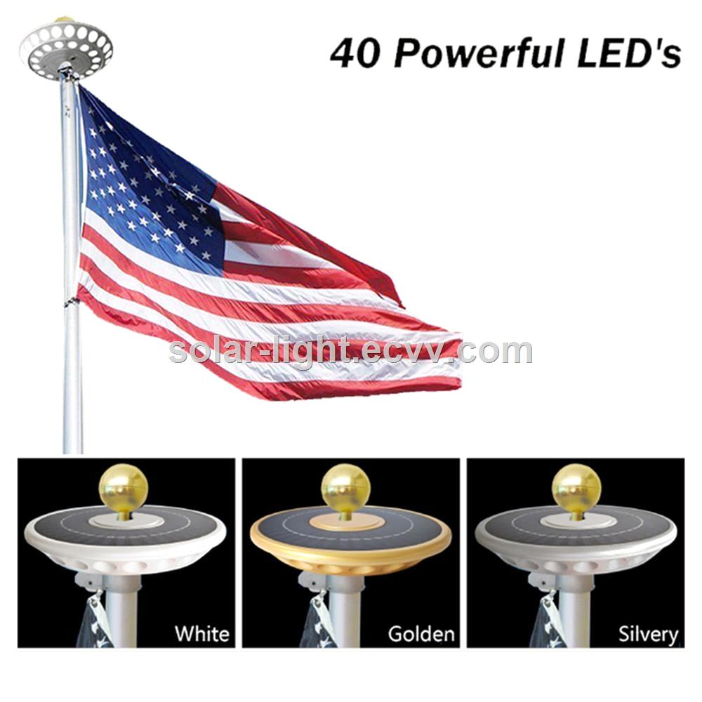 Outdoor Solar Flagpole Light illuminating Pole and Flag by 40pcs LEDs Solar Light