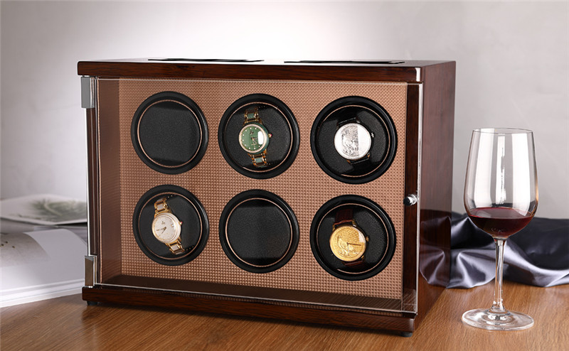 CHIYODA Watch Winder for 6 Watches Automatic Watch Box with Quiet Mabuchi Motor and LCD Touch Screen