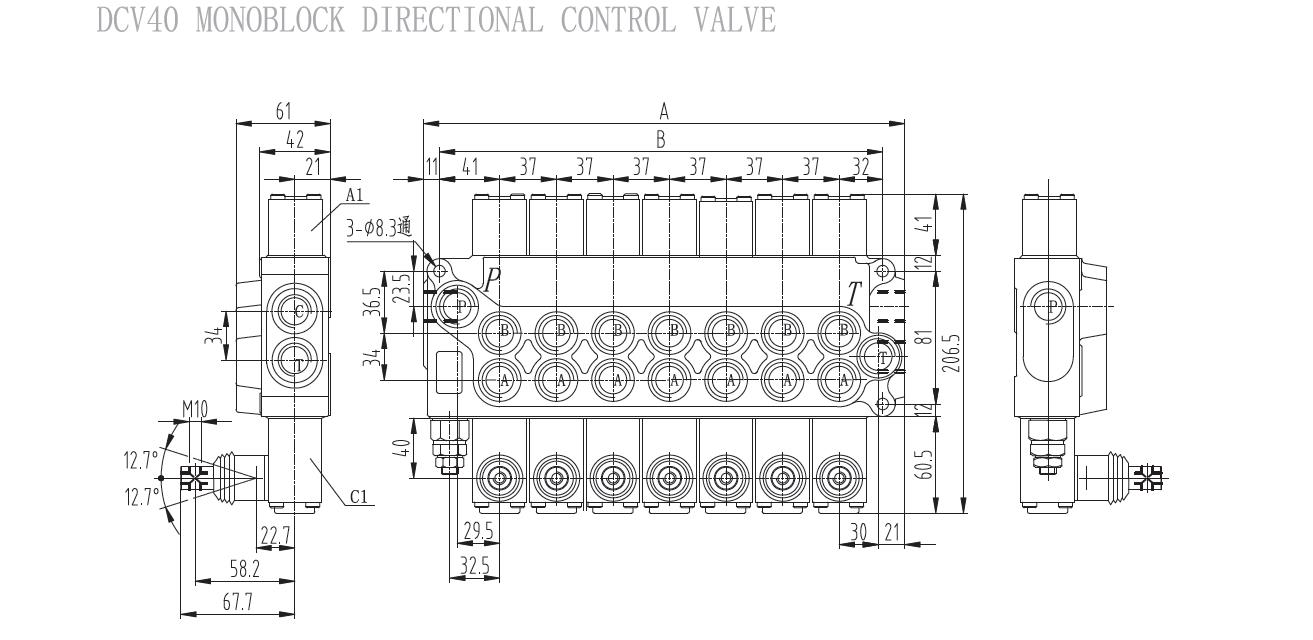 Hydraulic Monoblock Directional Control Valve DCV40