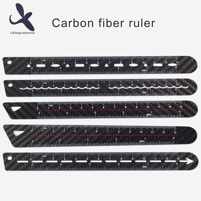 100 Real 3k twill weave Carbon Fiber Scale Ruler Carbon fiber straight ruler for drafting
