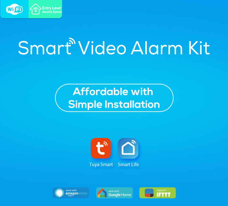 Rehent Tuya wifi expandable smart video alarm kit wireless home automation system