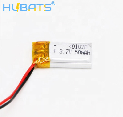 Hubats Rechargeable 401020 lithium polymer battery 401020 lipo battery 37v 50mah for Bluetooth headset