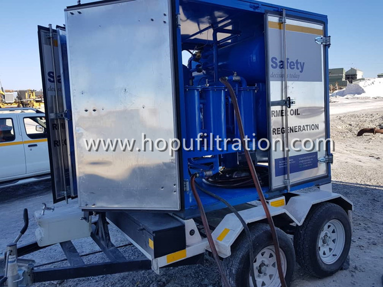 Mobile Trolley Mounted Transformer Oil Filtration Machine movable insulation oil purifier with car wheels trailer