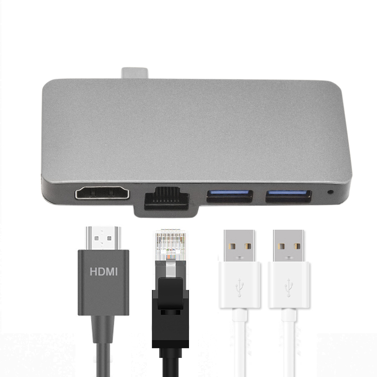 4 in 1 Portable Space Aluminum Dongle wireless charger usb hub Compatible for MacBook Air Pro and Other Type C Laptops