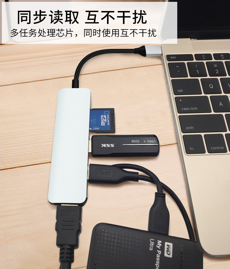 HOTSALE SD1 MICRO SD1 USB302 5in1 type c hub with ethernet port 5in1 type c hub with ethernet port