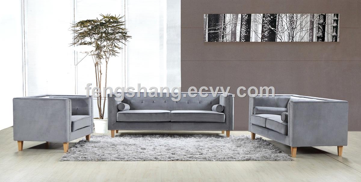 Modern Velvet Living Room Fabric Home Furniture 3 Seater Sofa Set Pillows Included